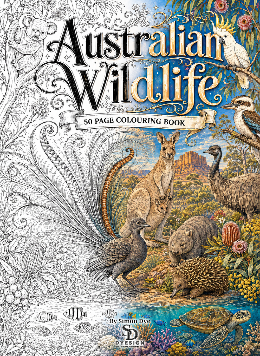 Australian Wildlife colouring book cover